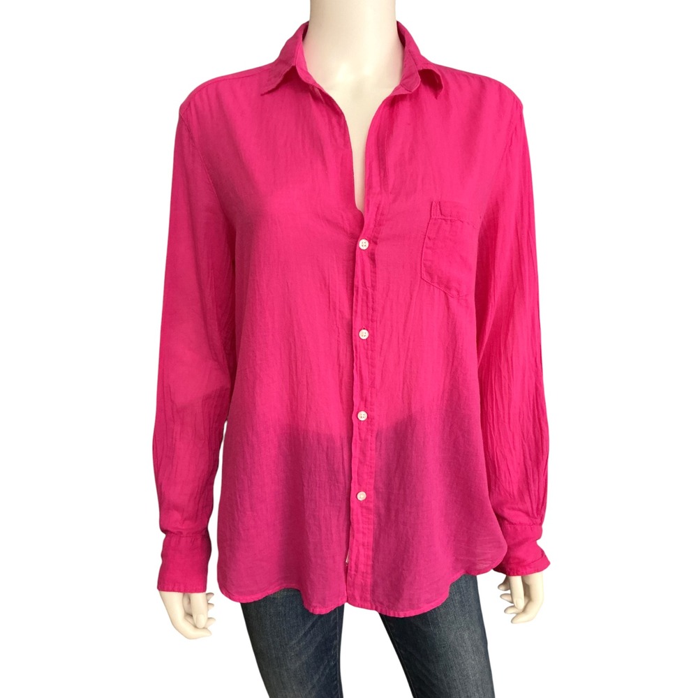 Frank & Eileen The Eileen Button Down Shirt Size S Hot Pink Gauzy Italian Cotton